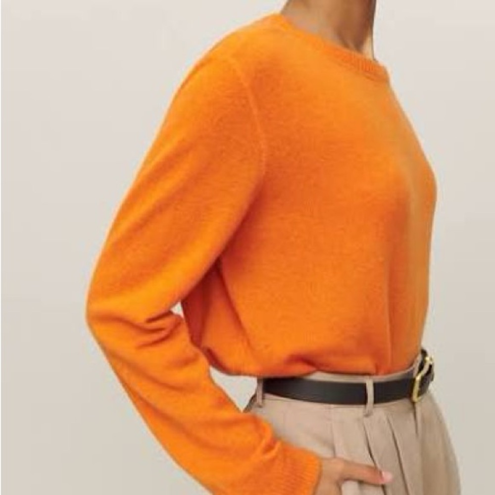 Like New Reformation Orange Crew Neck Sweater Cashmere Size S